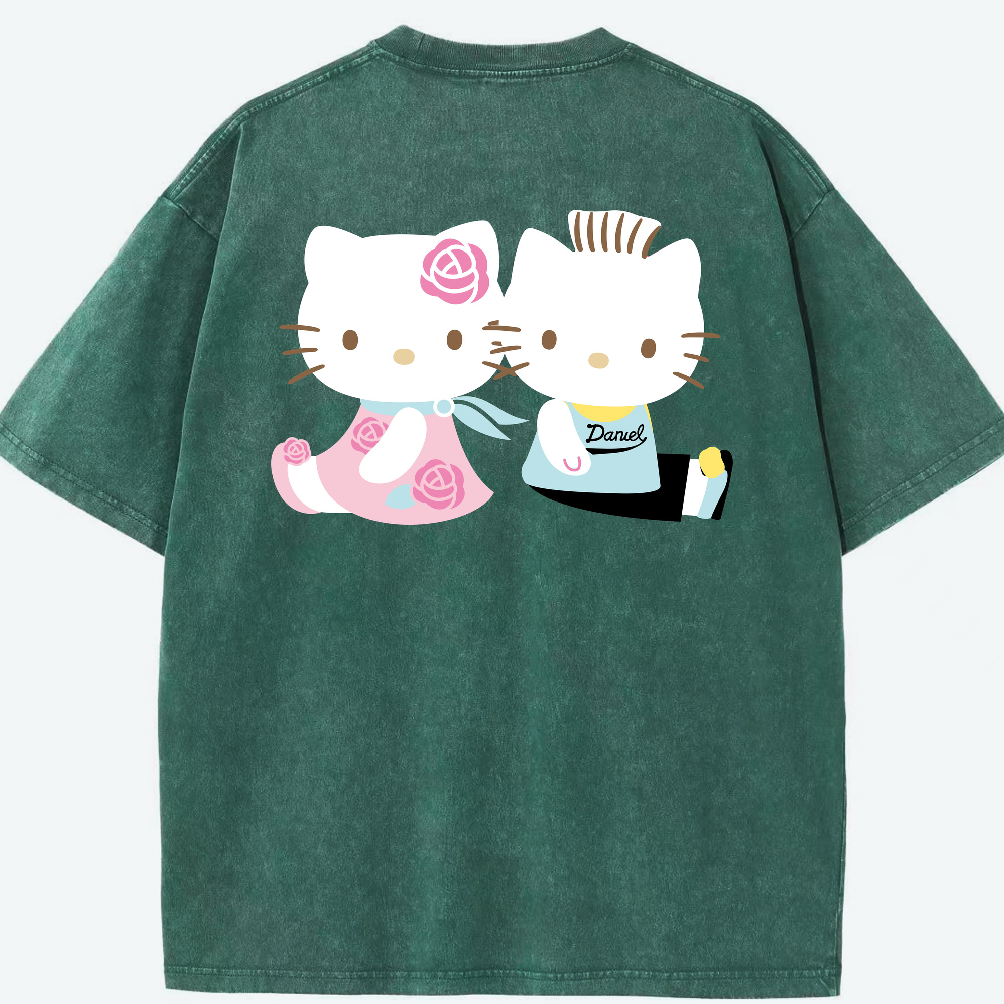 （画像用） Hello Kitty ハローキティ 綿100% ヴィンテージ風 半袖Tシャツ（背面プリント）